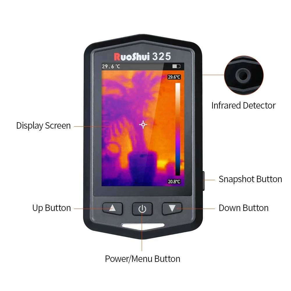 RuoShui 325 Infrared Thermal Imager Full Screen Handheld Thermograph Camera Infrared Temperature Sensor Resolution 480x320 Pixel