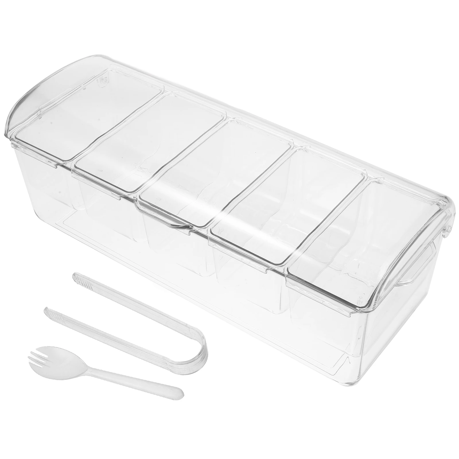 

1 set Chilled Seasoning Box Condiment Server Iced Acrylic Food Storage Container Picnic Party Salad Holder Transparent