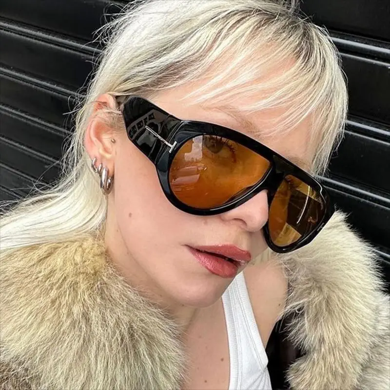 Trend Oversized Pilot Sunglasses Women For Men Luxury Brand Designer Sun Glasses Vintage Big Frame Eyeglasses Punk Driving Shade image 3