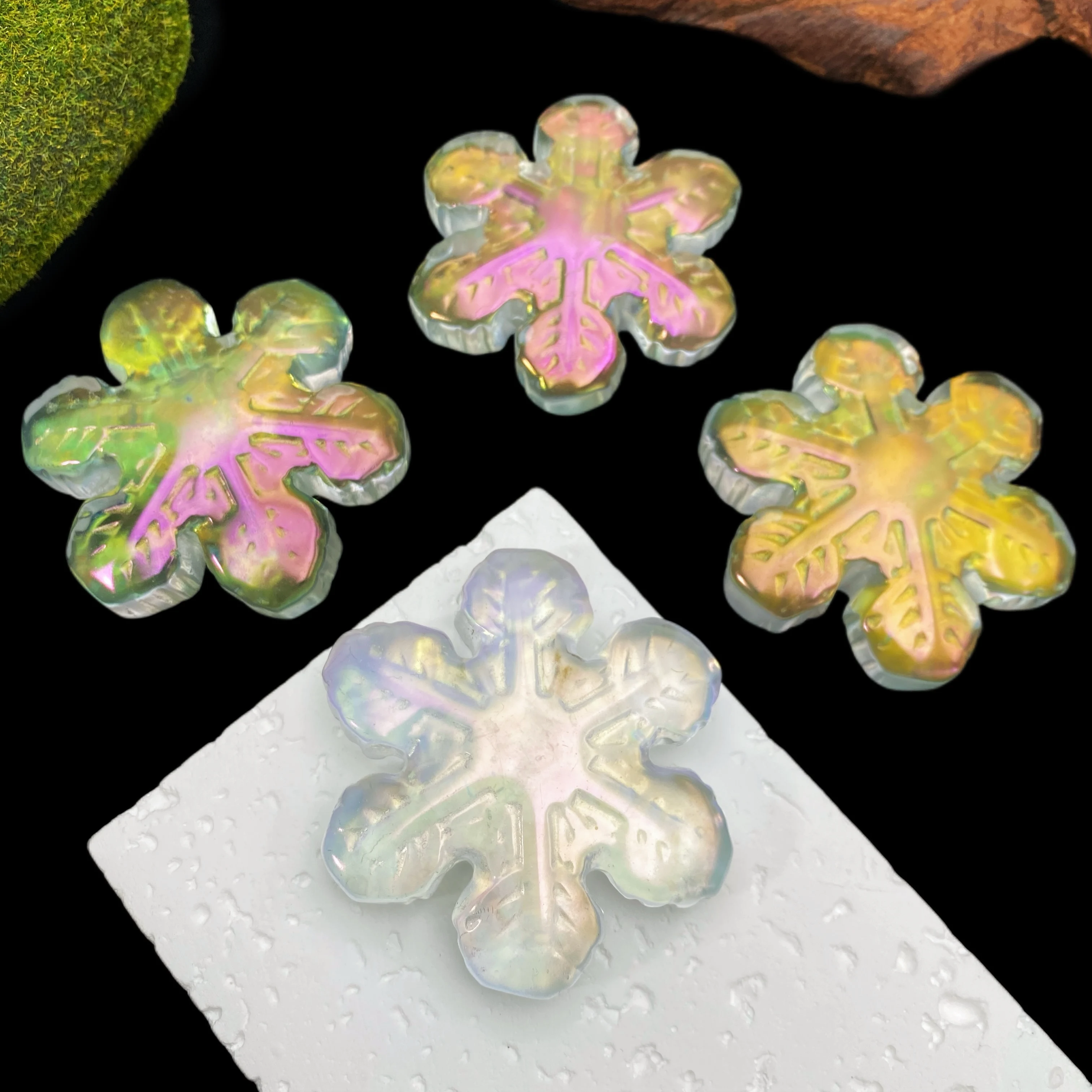 Random 1PC Aura Smelting Snowflake Hand Carved,Home Decor & Gifts,Excellent Gifts,Family And Friends Gift,Room Decoration.