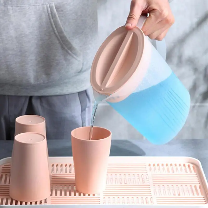Contenitore per succhi con brocca per acqua fredda di grande capacità con coperchio Contenitore per limonata Serbatoio per bevande Dispenser per bevande ghiacciate