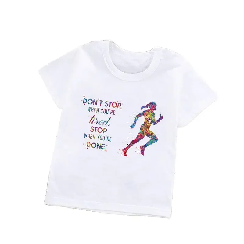 

Футболка с акварельным гимнастическим принтом, детские и детские футболки для девочек, летняя детская одежда, топы, футболки, одежда для девочек