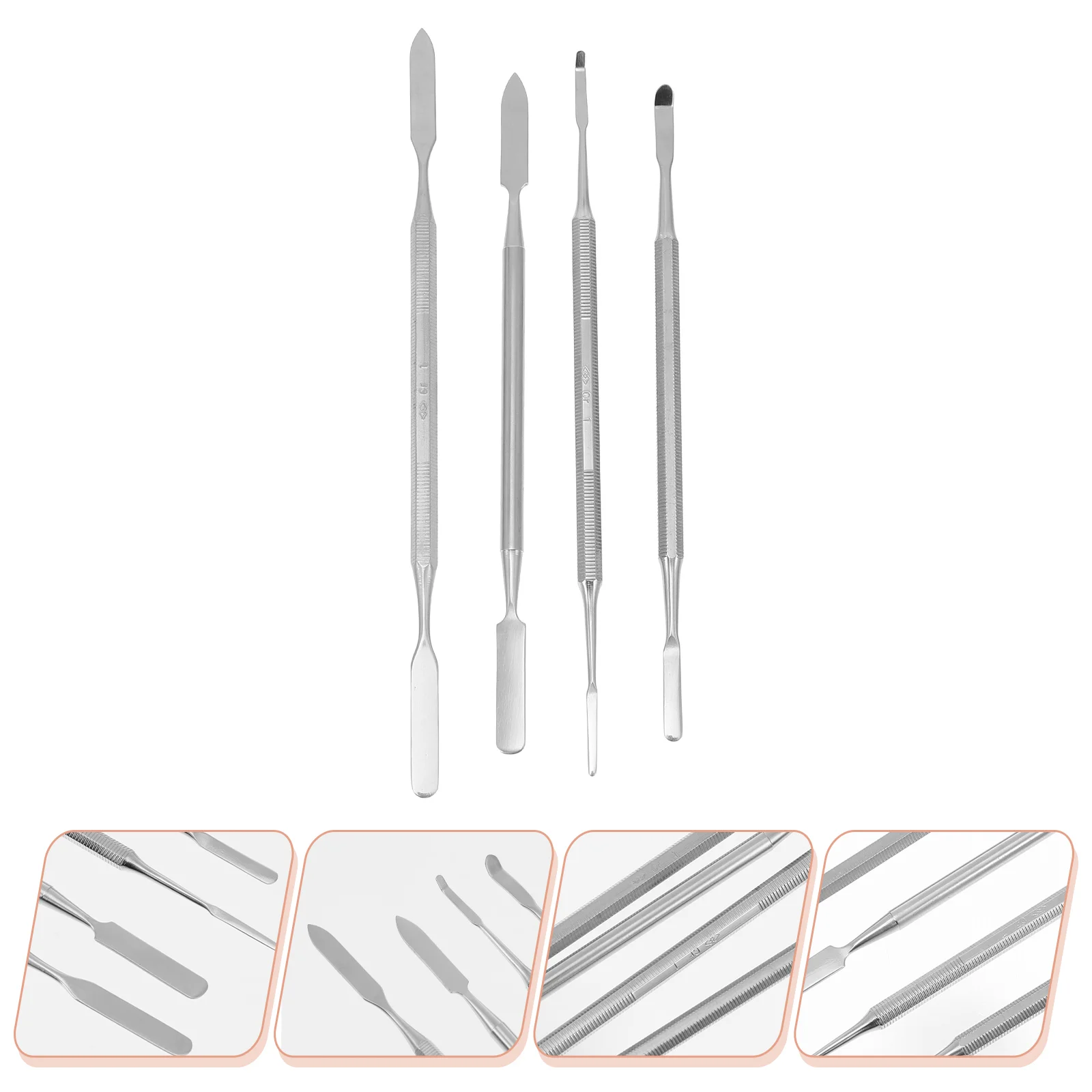 4 Pcs Palette Knife Styling and Shaping Tools Makeup Stirring Rod Cosmetics Mixing Double Head Manicure Stainless Steel Stick