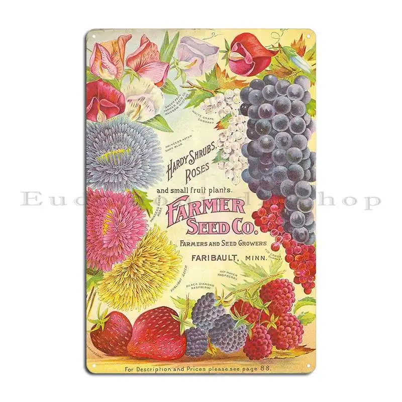 Asters And Berries Farmer Seed Co 1906 Metal Sign Wall Decor Party Wall Cave Personalized Club Bar Tin Sign Poster