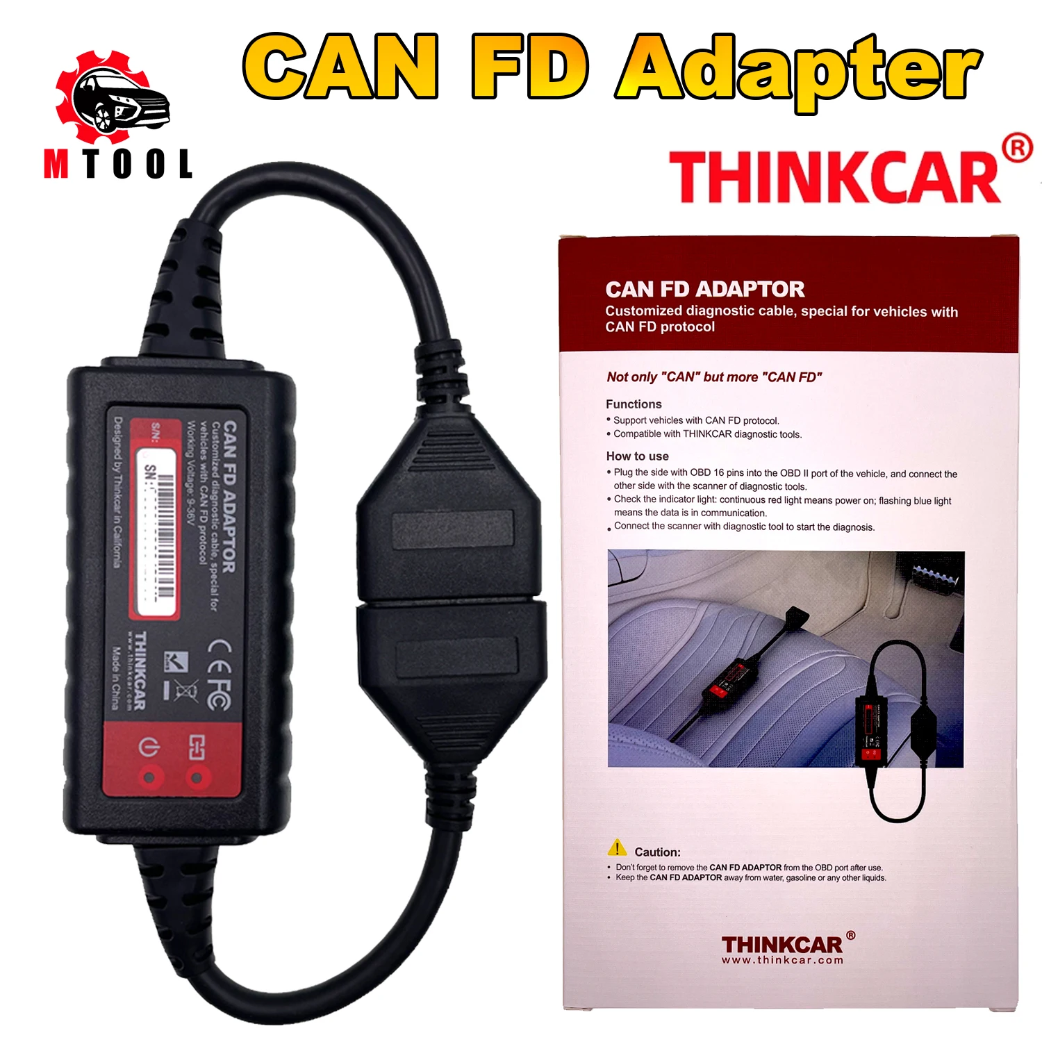 

Original THINKCAR CAN FD Connector Adapter for Thinktool Scanner Vehicle Diagnostic Accessories Tool Support CAN FD PROTOCOL