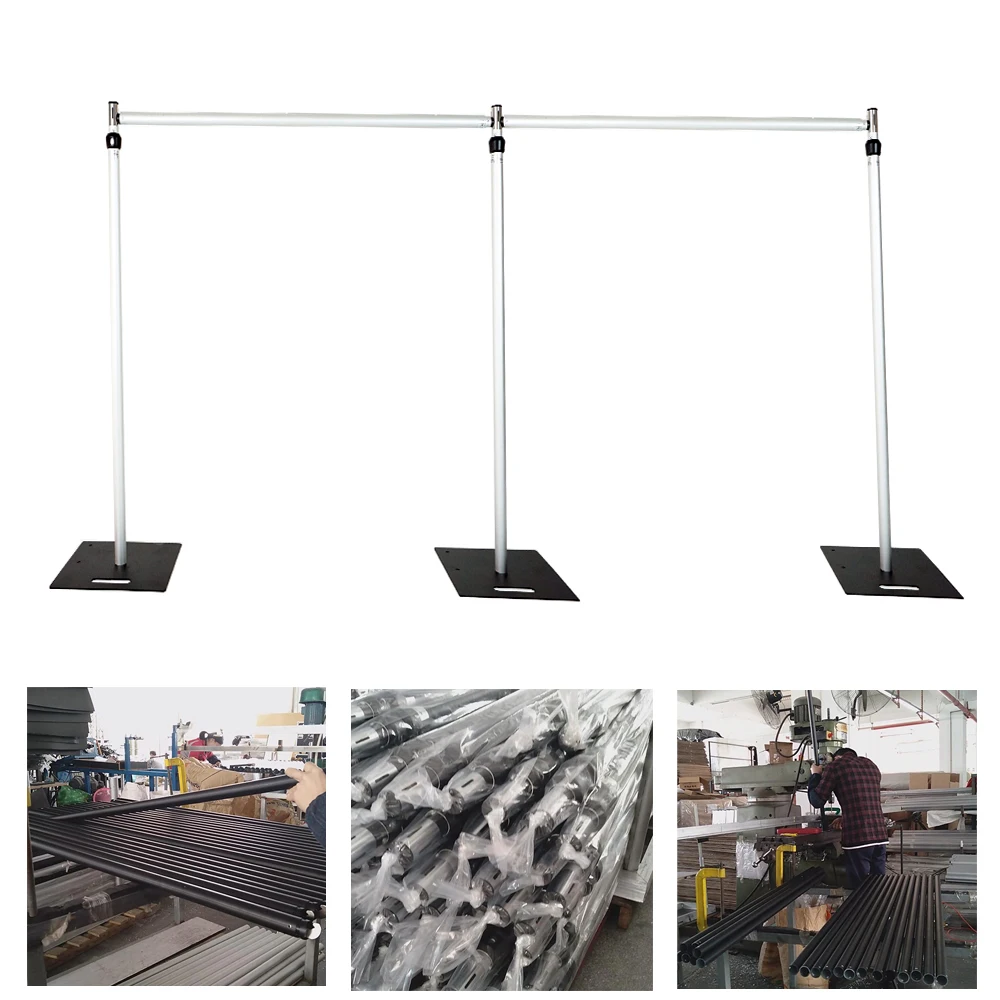 Heißer Verkauf Doppel Querlatte Rohr und Überhang Kit Heavy Duty Einstellbare Hintergrund Rack Hochzeit Dekor Hintergrund Rack