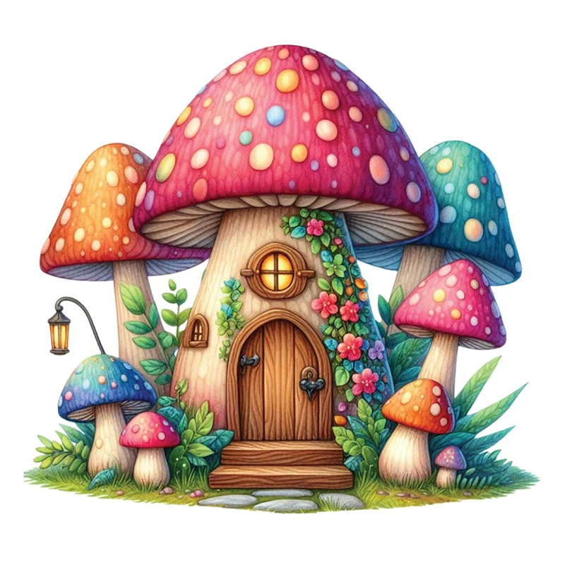 

Mushroom House Wall Stickers Toilet Lid Stickers, Bedroom Entrance Living Room Porch Home Decora Waterproof Decals S898