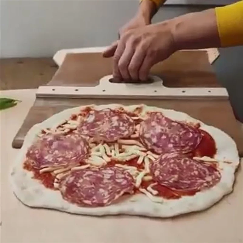 A03I-Pizza Peel Non-stick Easy Transfer Pizzaspatel voor pizzadeeg, glijdende pizzaschep met handvat
