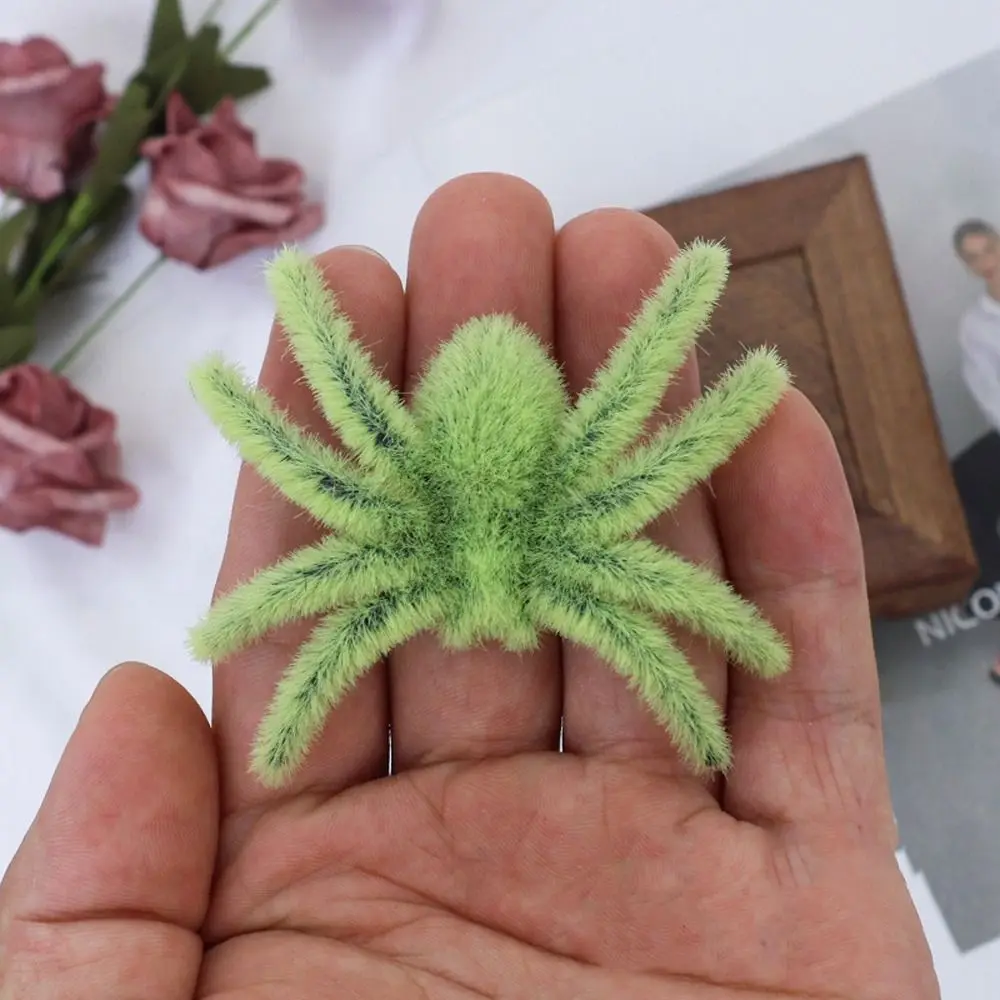 Модель паука, забавный плюшевый паук на Хэллоуин, реалистичный 3D флокированный черный паук, мультяшный искусственный паук, обучающие игрушки