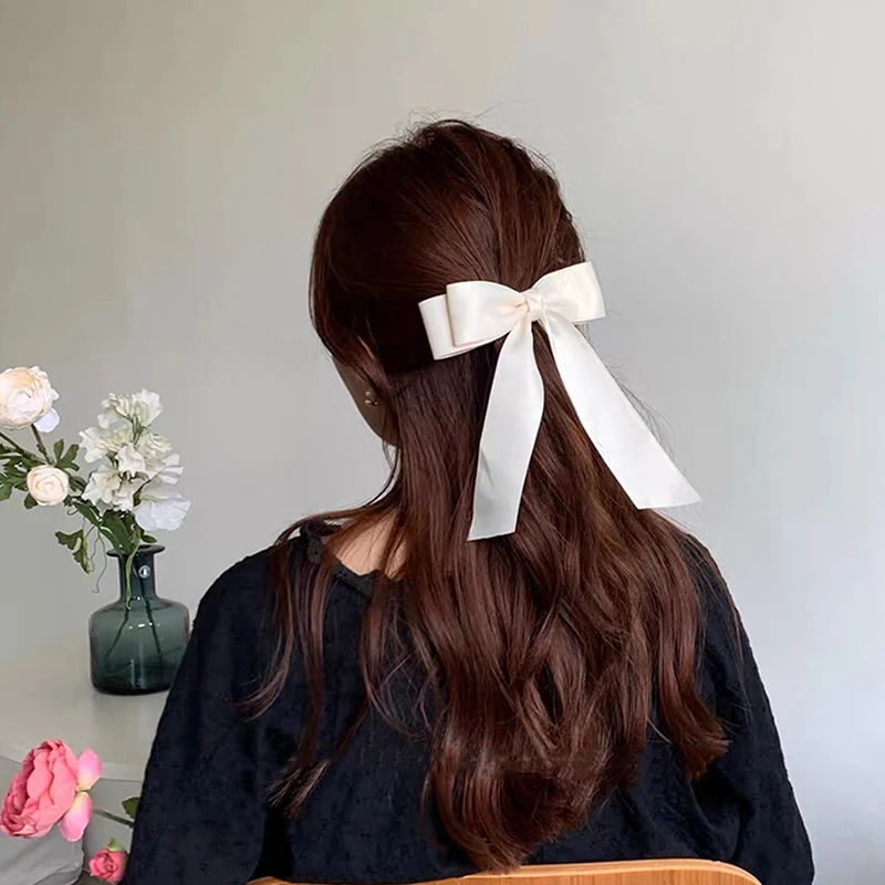 Korean Style Fashion Fabric Hair Bow Hairpin For Women Girls Ribbon Hair Clips Bowknot Spring Clip Female Hair Accessories