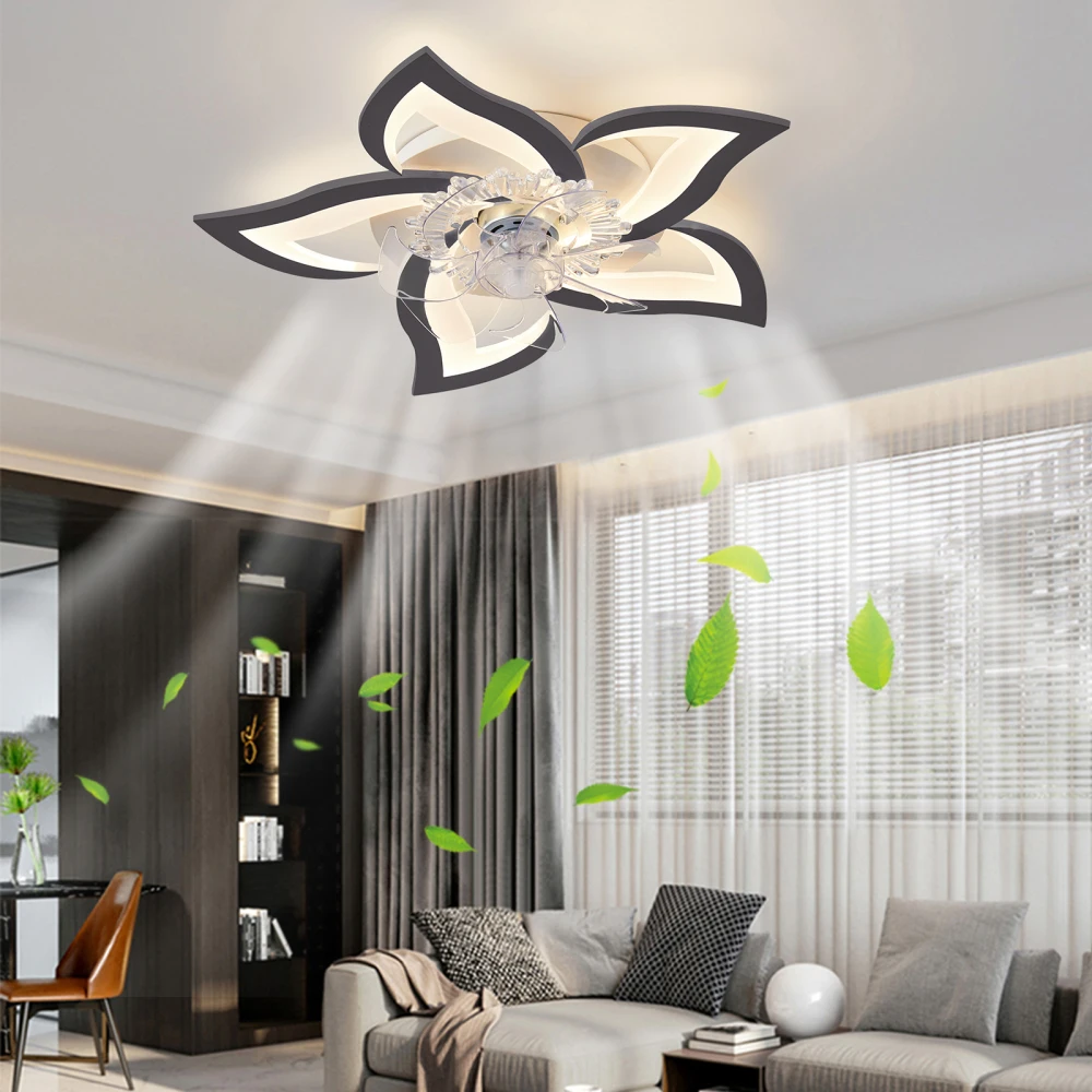 Ceiling Fan with Lights 27In Remote Contro Dimmable LED 6 Gear Wind Speed Fan Light