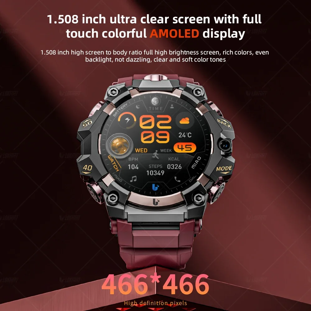 2025 New LOKMAT  APPLLP 2 PRO Rugged Sport Android Smart Watch, Amoled Round Screen Dual Camera Video Call Wifi Fitness 4G Watch