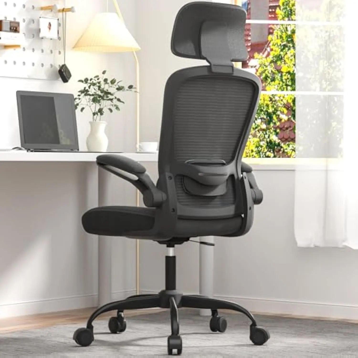 

Ergonomic Office Chair for Long Hours & Back Pain Relief – Adjustable Lumbar Support & Headrest, High-Density Foam Cushion, Fli