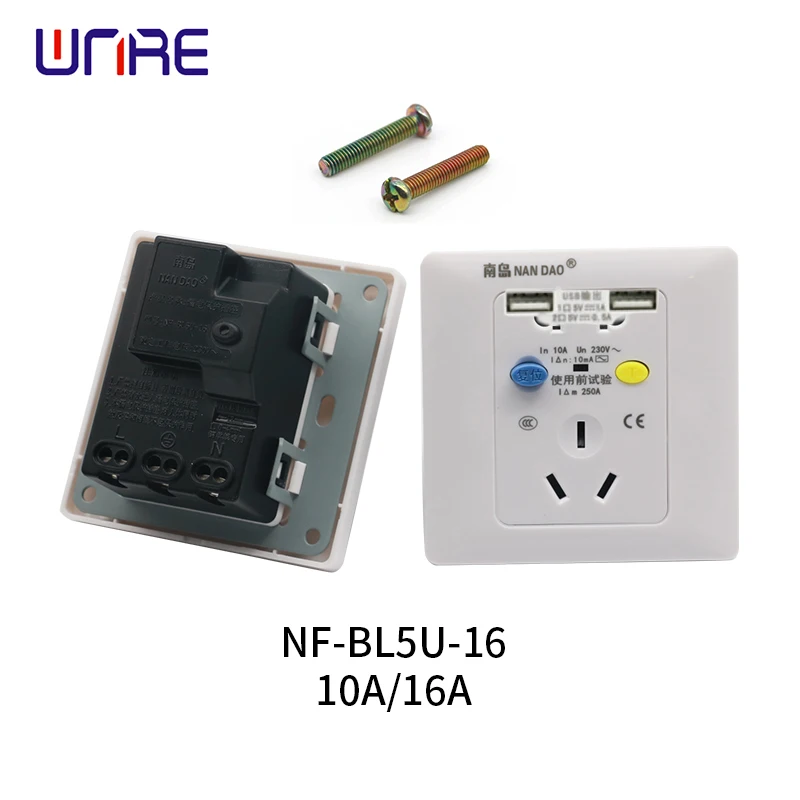 

NF-BL5U-16 10A/16A Leakage Electric Protection Socket Prevent to Get an Electric Shock Wall Outlet Plate EU UK US AU Plug