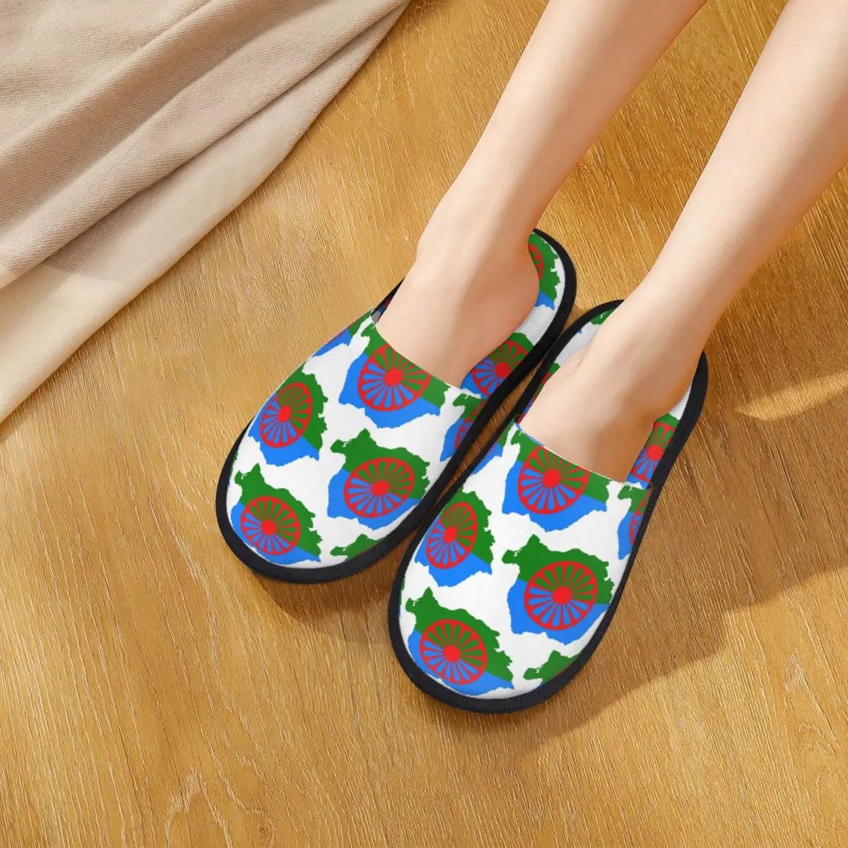 Pantuflas Personalizadas con Bandera Gitana, de Espuma Viscoelástica, Cálidas y Suaves, para Mujer, Pantuflas de Casa, Zapatos Cómodos para Interiores