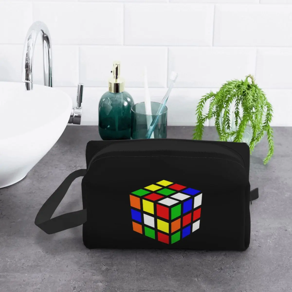 Magic Cube Makeup Bag Cosmetic Organizer Storage Dopp Kit Toiletry Cosmetic Bag for Women Beauty Travel Pencil Case