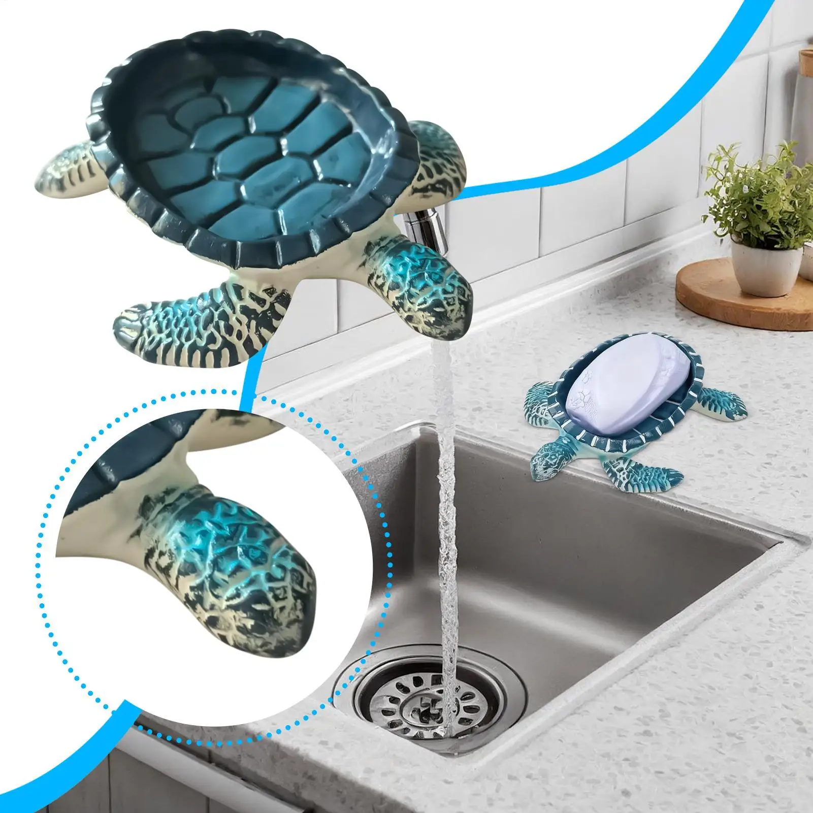 

Держатель для мыла, дозатор в форме черепахи, самосливная мыльница для кухонной раковины, ванной комнаты, домашней душевой столешницы, квартиры