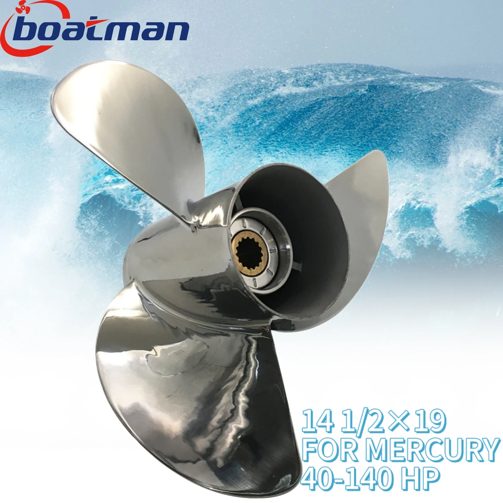 Outboard Propeller 14 1/2x19 For Mercury Engine 40HP 70HP 85HP 100HP 115HP 125HP 140HP  Stainless steel 15 splines Boat Parts