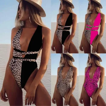 Tek parça Bikini seti 2022 leopar mayo kadınlar Hollow mayo yaz Beachwear moda mayo Maillot De Bain Femme Une