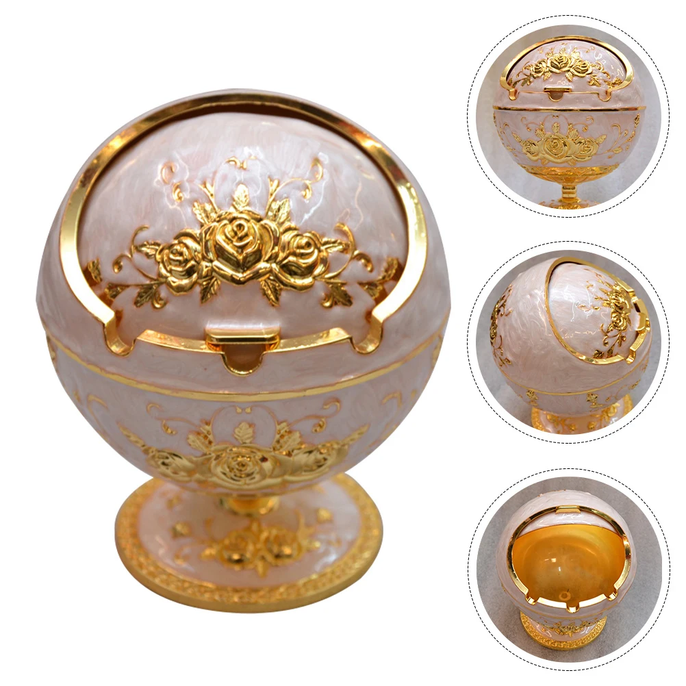 

Retro Decorative Ashtray Vintage Smoking Accessory Dustproof Home Office Elegant Alloy Material Clean
