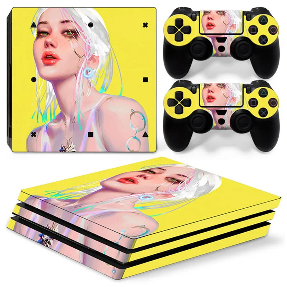 Girls Anime  GAME  PS4 Pro Skin Sticker Decal Cover for ps4 Pro Console and 2 Controllers skin Vinyl slim sticker Decal