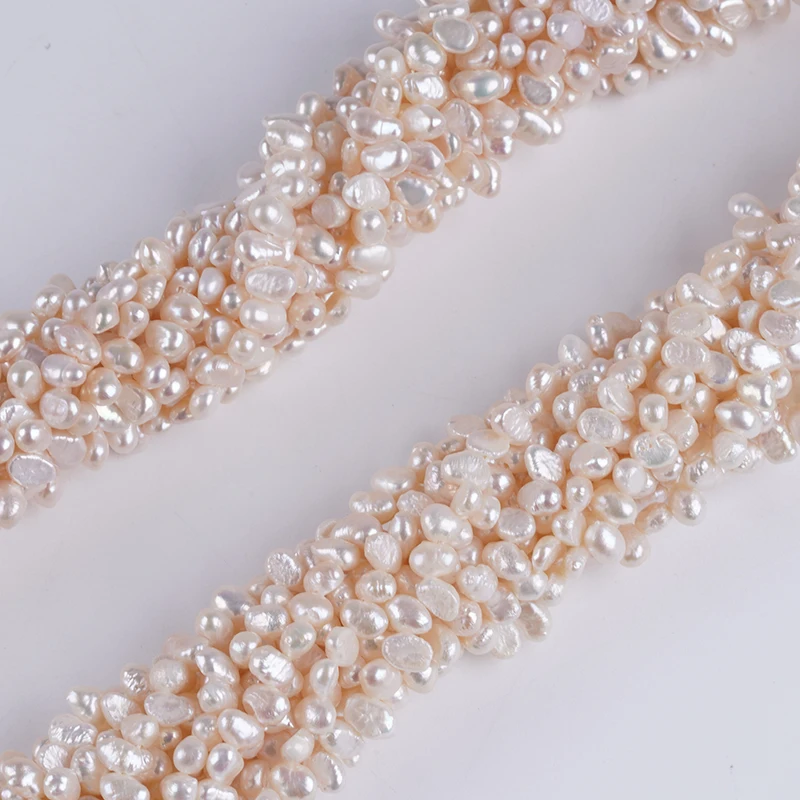 4-5mm White Baroque Shape Natural River Freshwater Pearl Strands With Side Holes for Jewelry Making Promotion Price