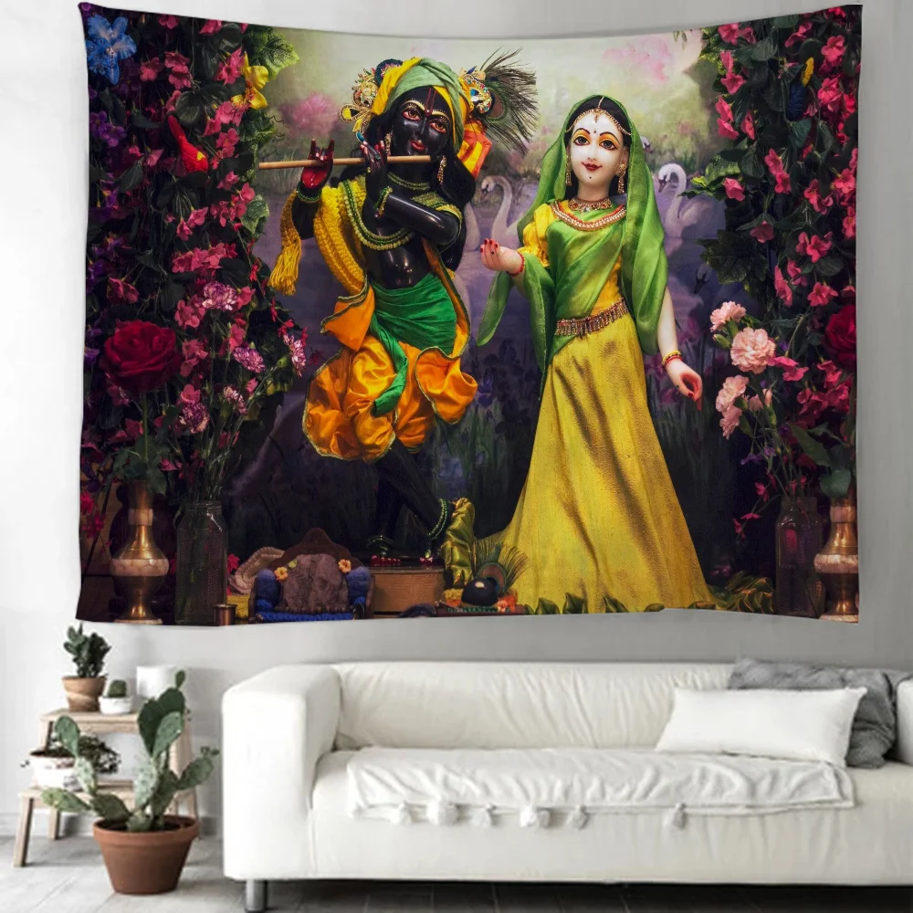 Room Decorating Items New Nice Radha Krishna Anime Decoration Home Decor Photo Wallpaper on the Wall Tapestry Bedroom Tapestries