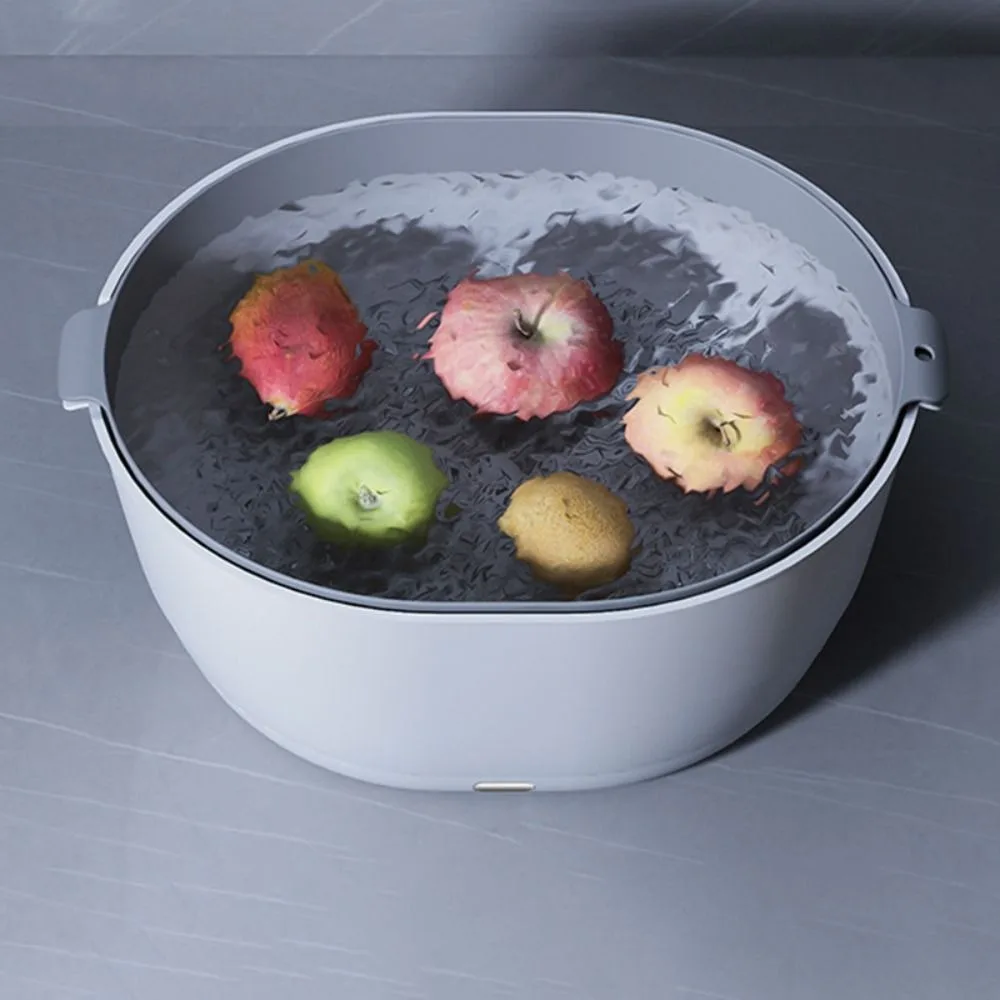 

Двухслойная электрическая корзина для мытья овощей, амортизирующая присоска, очиститель овощей и фруктов, пластик, большая емкость