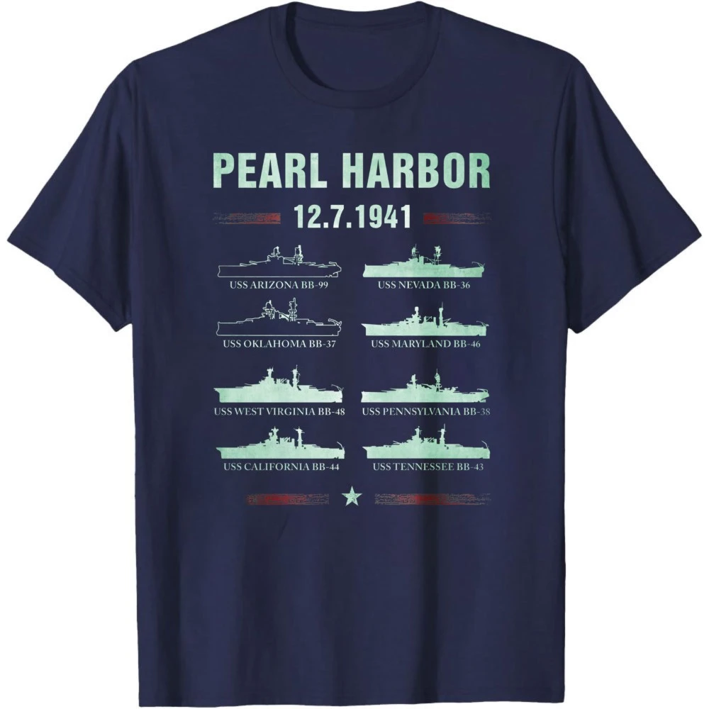 Pearl Harbor Battleship Memorial Day December 7th 1941 Wwii Cute Gift T-Shirt Short Sleeve T-shirt Men Tops Cotton Y2K Tees