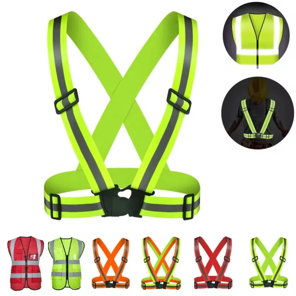 Night Walking Highlight Reflective Vest Outdoor Adjustable Safety Vests Lightweight Biking Safety Straps Waterproof Running Gear