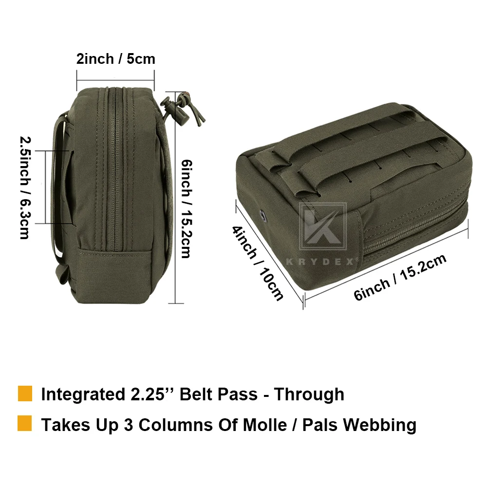 KRYDEX Tactical Molle Vertical GP Pouch General Purpose Utility Pouch Bag Storage Waistbag Outdoor Hunting Accessories