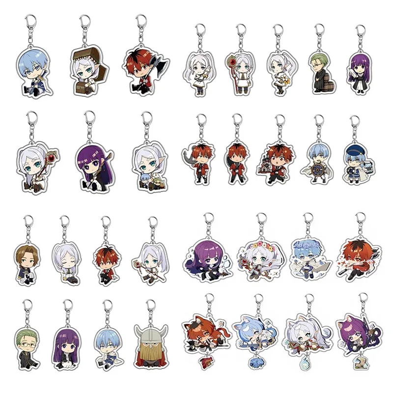 3/4/6/8/10pcs Anime Frieren At The Funeral Keychain Cartoon Figures Himmel Key Chain Arcylic Pendant Jewelry Gift Cosplay Props