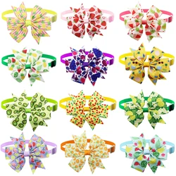 50/100Pcs Fruits Dog Grooming Bows Strawberry Watermelon Dog Bowties Adjustable Pets Accessories Bow ties Bowknots For Summer