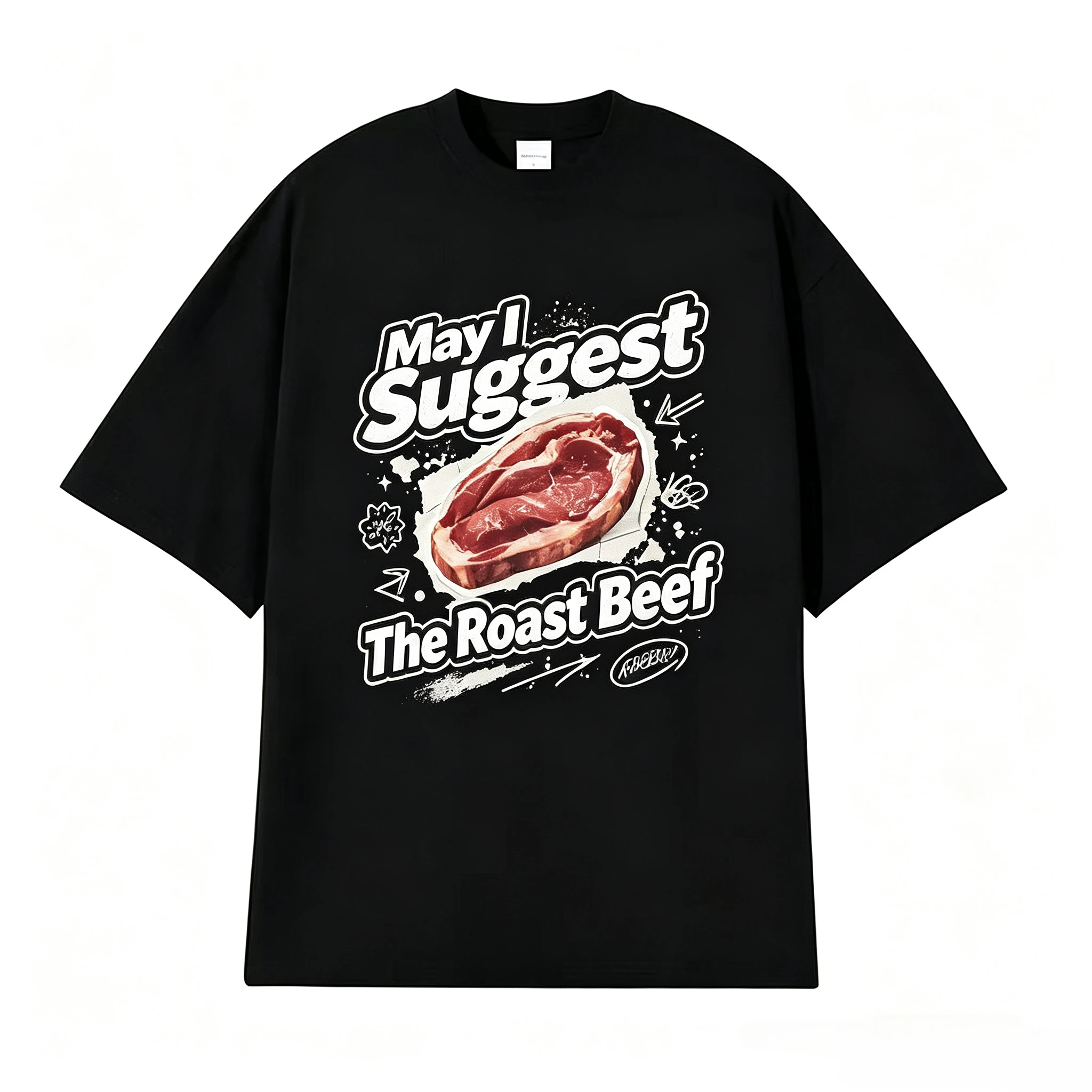 Humorous Roast Beef Meme Graphic Tee Men Funny Quote Food Art Print Short Sleeve Cotton Casual Party Tops