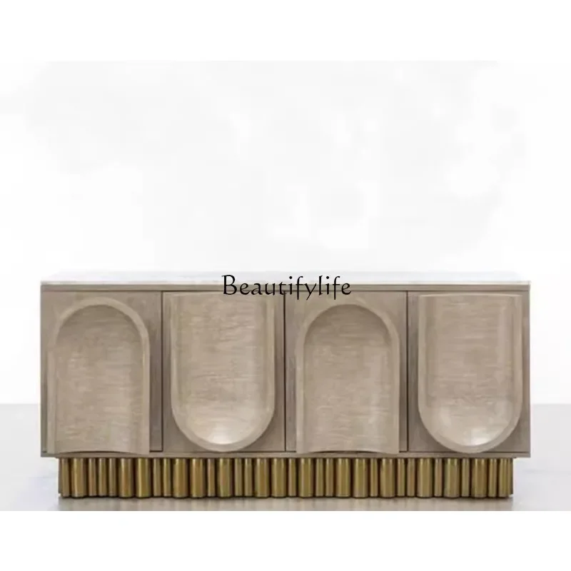 

FG10*American light luxury dining side cabinet decoration post-modern custom luxury living room solid wood entrance locker