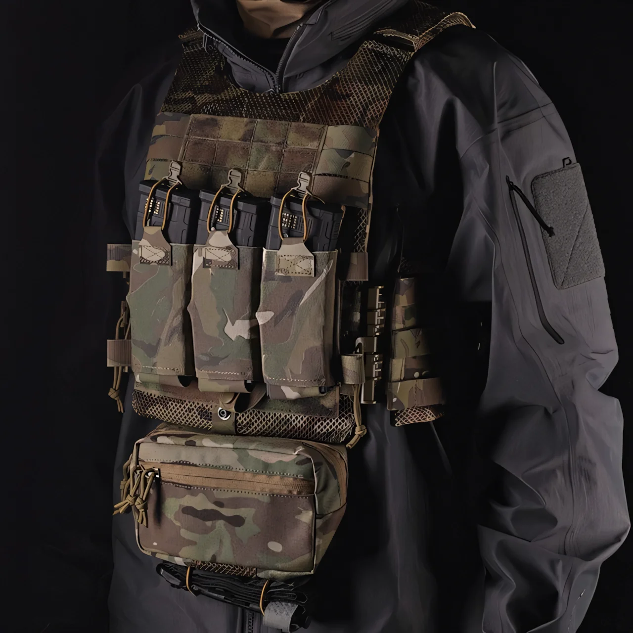Wosport LV-119 Tactical Vest Maritime Version Triple Magazine Pouch Inner Storage Back Zipper Side Plate Pouches for Airsoft