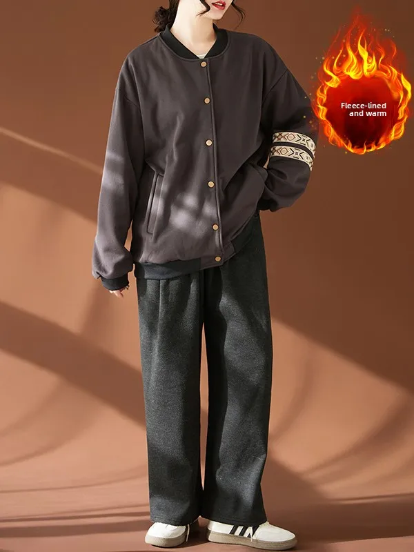 Thiened Fce Otoño Invierno mujer Jaet con banda Sve Retro creativo largo Sve cuello alto cárdigan abierto abrigo