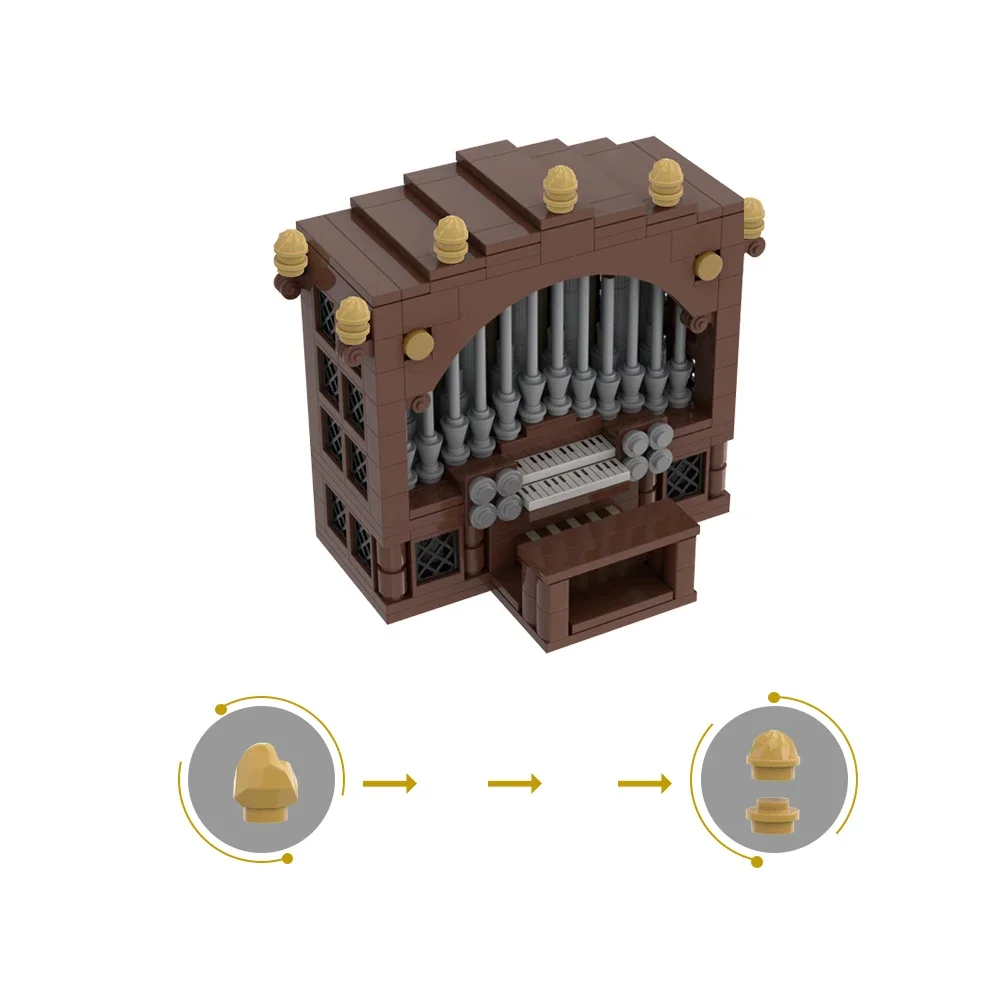 Gobricks Church Organ City Medieval Architectural Building Blocks Blocks DIY Accessories Model Particles Bricks Kids Toy Gifts