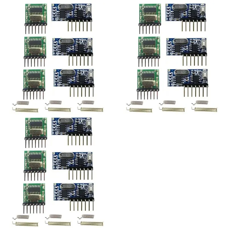 FEDI-Wireless RX480E-4WQB 433Mhz RF Module Transmitter And Receiver 9 Sets 4 Channel Output Link Kit For Remote Control