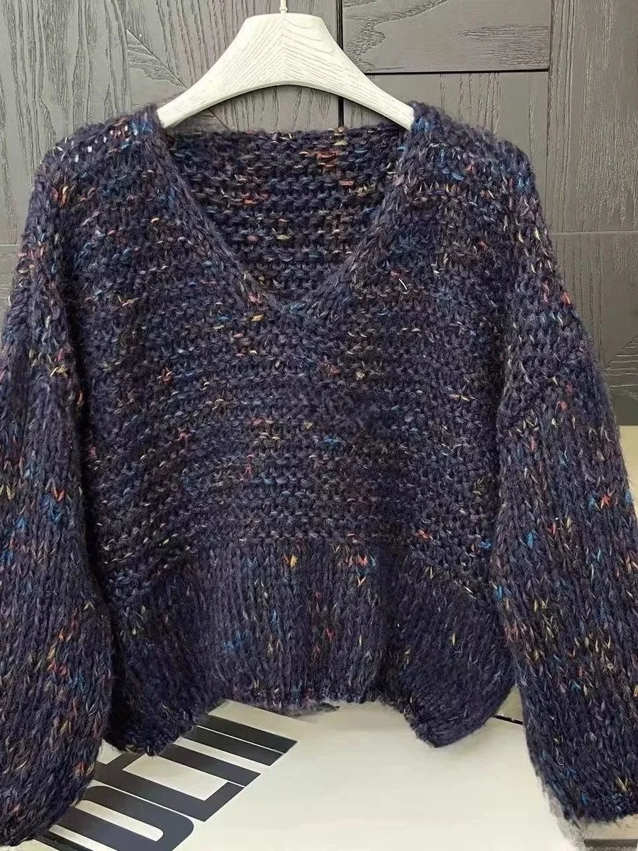 Korean Sle V-Ne Knitwear Soft Loose Women's Sweater Autumn Winter New Arrival Versatile Comfortable Warm  Color