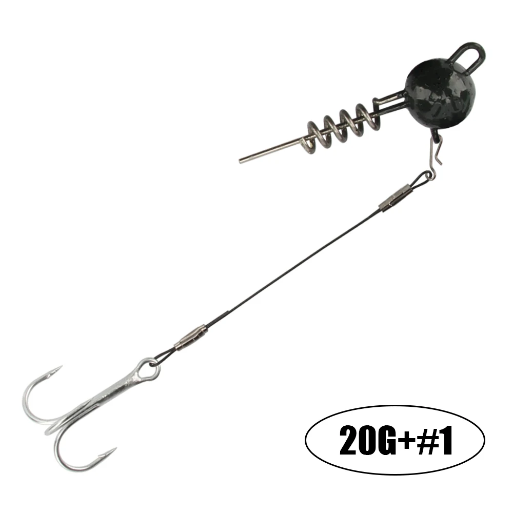 Spinpoler Screwball Jig Head Rig mit Stinger für weiche Angelköder Stahldraht Drillinge perfekt für Hechtbarsch Zander Bass