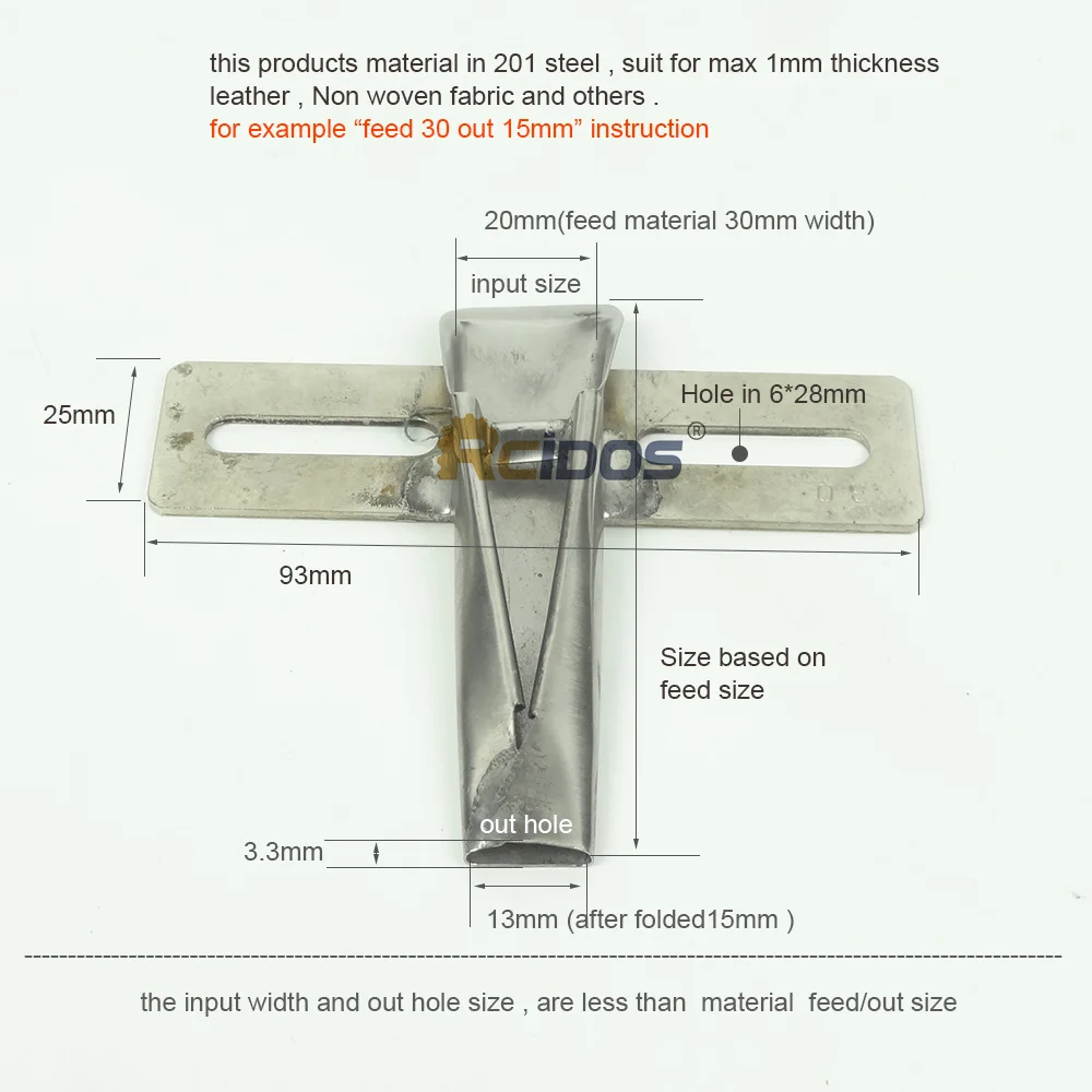 RCIDOS  Customized Lleather Strap Fold Guide, leather belt folder pressor. strap guide parts,1pcs price