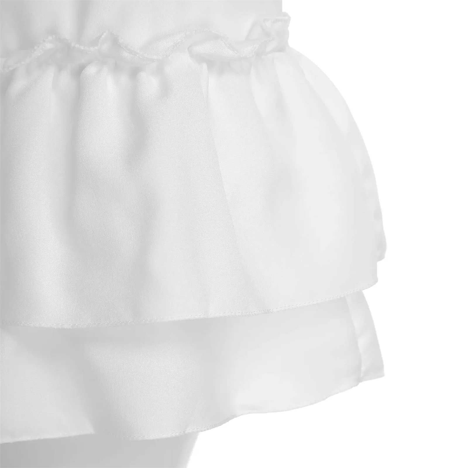 Kids Girls Sweet Puffy Skirt Solid Lining Corrugated Edge Party Gown Elastic Waistband Dress Casual Mini Cute High Waist Skirts