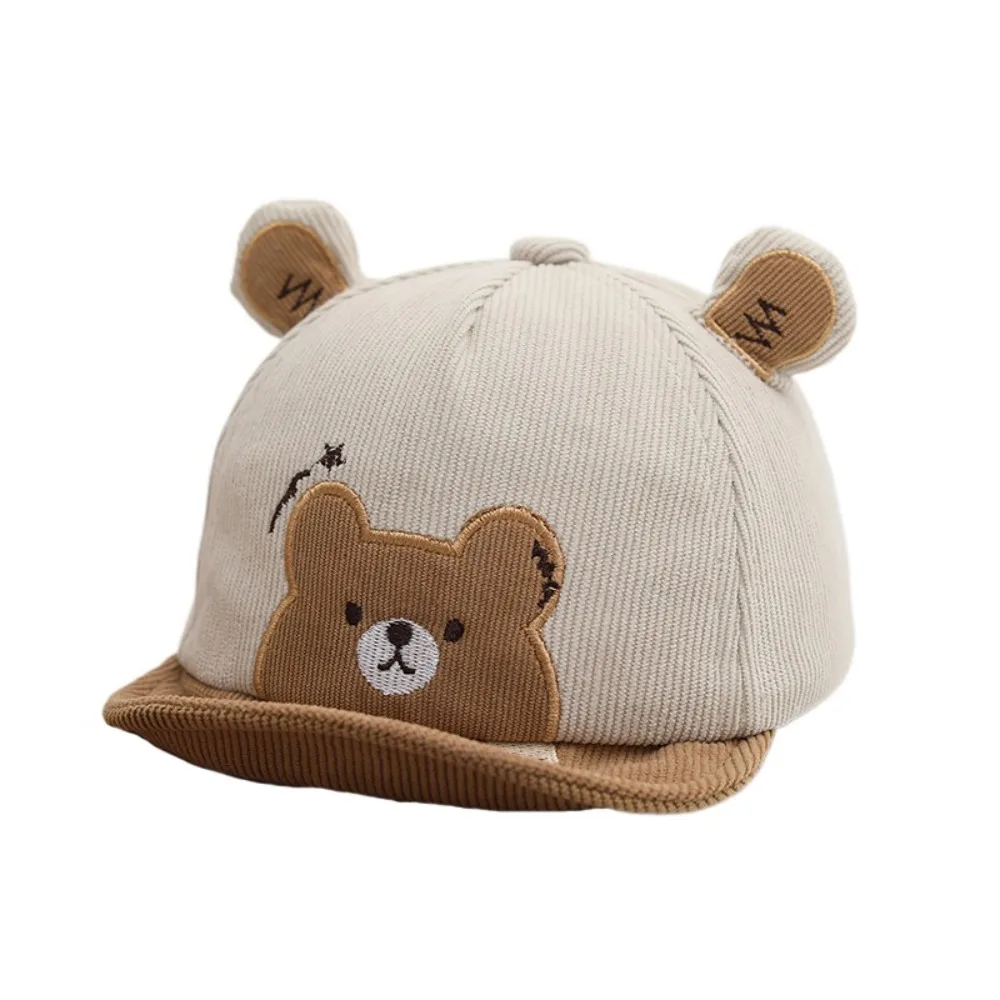 

Comfortable Cotton Infant Bucket Hat Wide Brim Sunscreen Baby Sunhat Kawaii Cartoon Bear Newborn Flat Cap Boy Girls