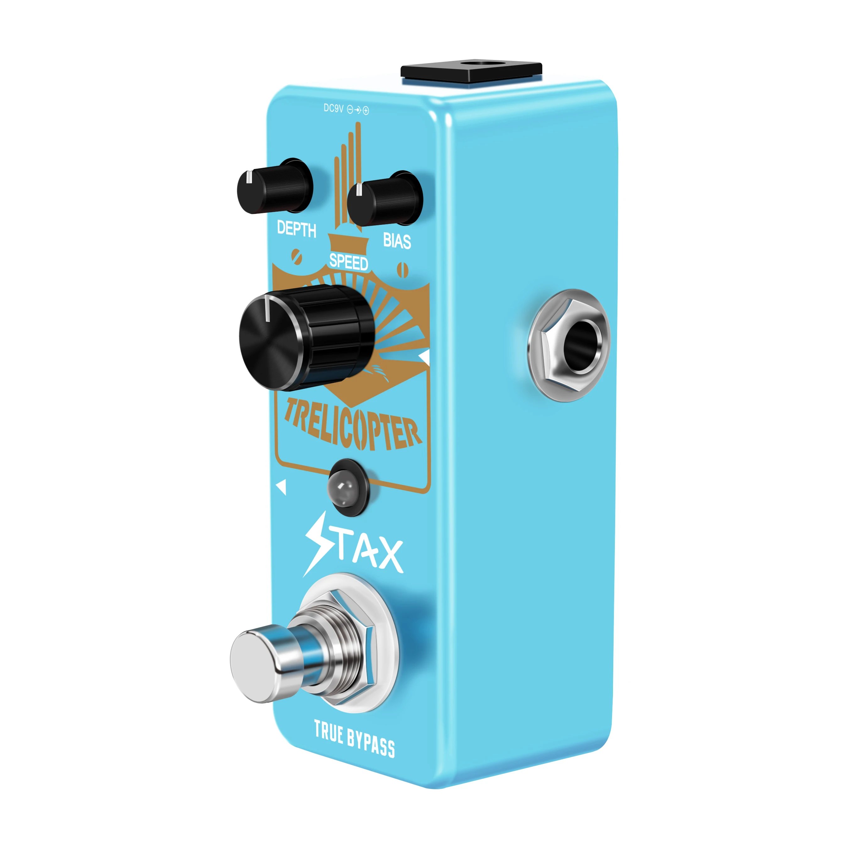 Stax Tremolo Trelicopter Effektpedal für E-Gitarre mit Geschwindigkeits-/Bais-/Tiefenmodi, Mini-Größe, True Bypass Rowin Vibrato