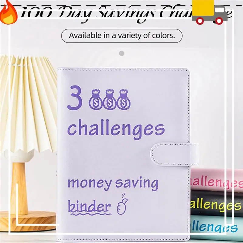 

100 Envelopes Challenge Binder Budget Binder PU Savings Challenges Book Money Saving Planner, Black