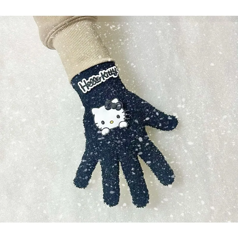 

MINISO Glove Hello Kitty Anime Peripheral Printing Solid Color Simplicity Fashion Cold Resistant Gloves Cute Cartoon Pure Cotton