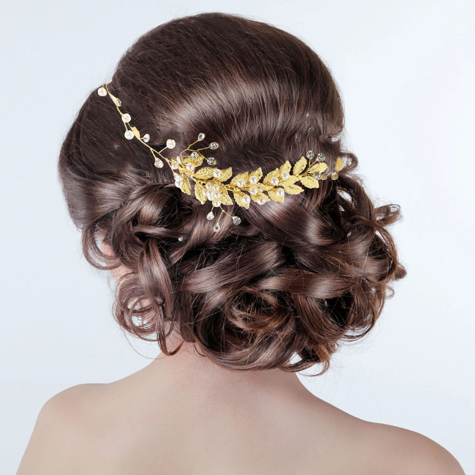 

Pearl Wedding Headband Shiny Bridal Hairband Elegant Party Headdress Sparkling Alloy Hair Vine Glittering Decorative Band For