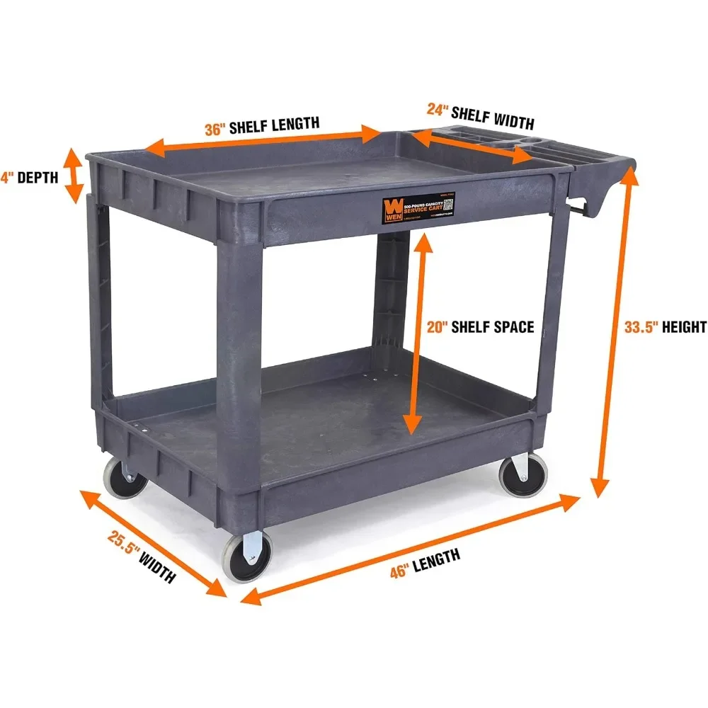 WEN 500 pond capaciteit 46 bij 25,5 inch extra brede servicewagen, capaciteit 500 lbs, twee lagen