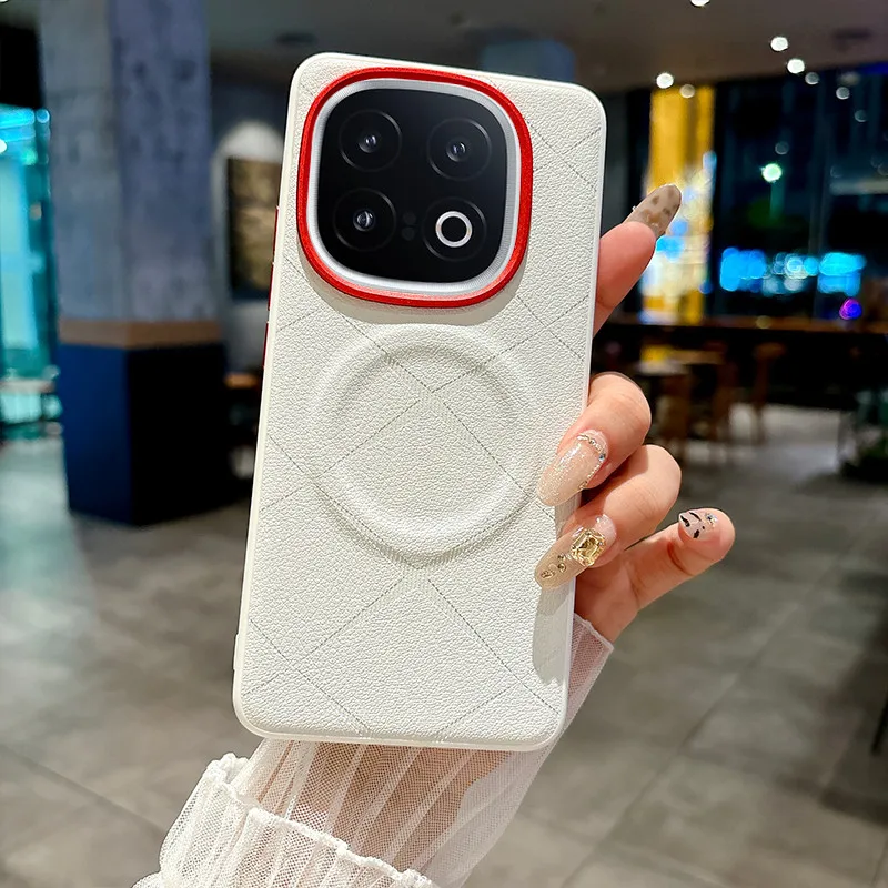 

Для VIVO iQOO 13, магнитный чехол ELVEV с защитой от падения и принтом, простой жесткий чехол из искусственной кожи на присоске для ПК